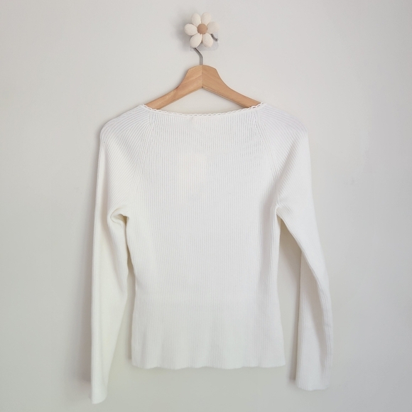 NWT Sezane Maha Blouse Wool Knit Lace Jumper, M Ecru 🕊️ - Picture 4 of 10